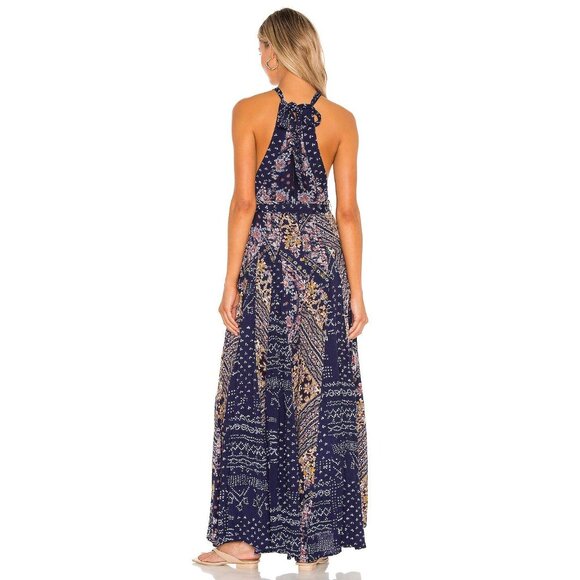 Free People Summer Soiree Navy Printed Halter Jumpsuit - Picture 4 of 8